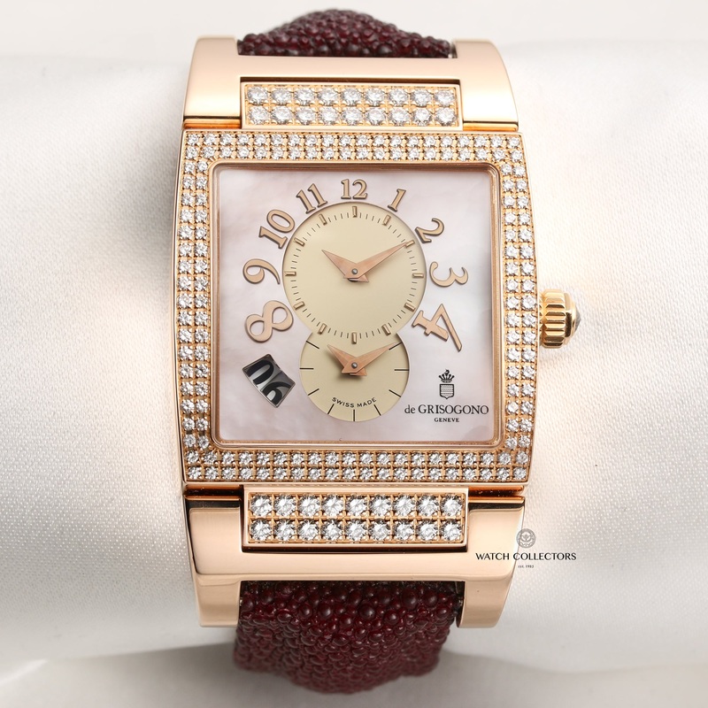 De Grisogono Instrumento Uno 18k Rose Gold Mother of Pearl Dial, Diamond Case