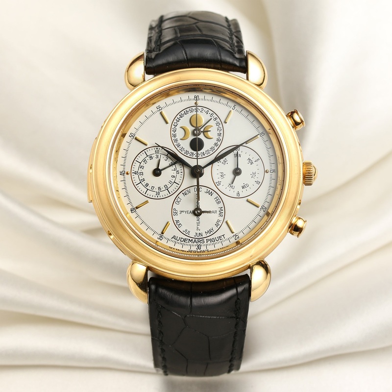 Rare Audemars Piguet Triple Complications Automatique Repeating Chronograph 18k Yellow Gold