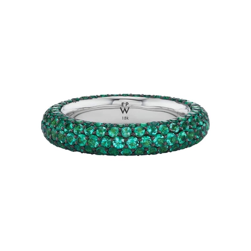 Emily P. Wheeler 18K White Gold Jungle Puffy Emerald Band