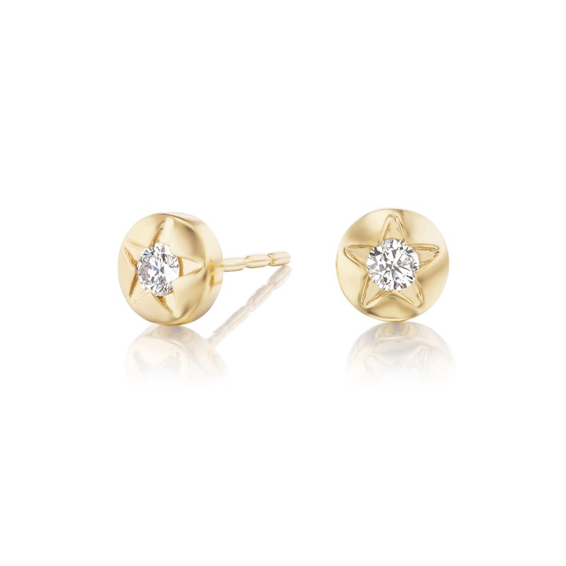 Sorellina 18K Yellow Gold Diamond Star Studs
