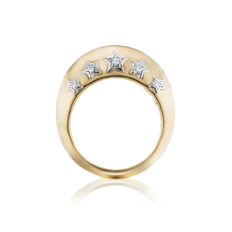Sorellina 18K Yellow Gold Domed Stelle Diamond Ring
