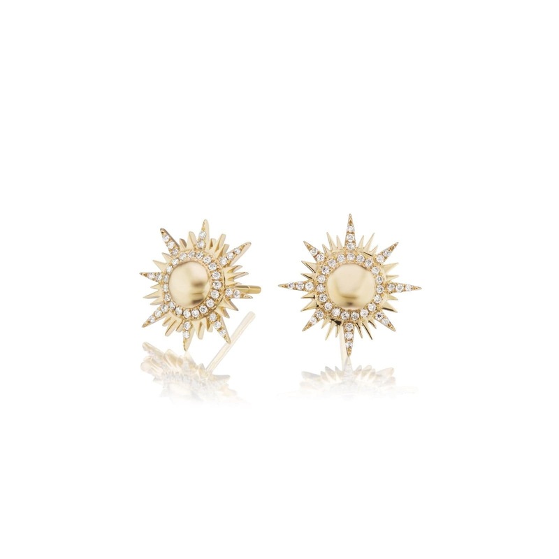 Sorellina 18K Yellow Gold Sun Motif Diamond Earrings