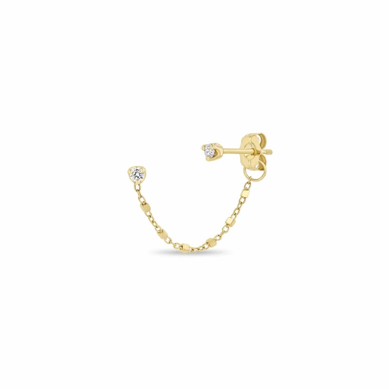 Zoe Chicco 14K Yellow Gold Double Diamond Cable Stud Earring