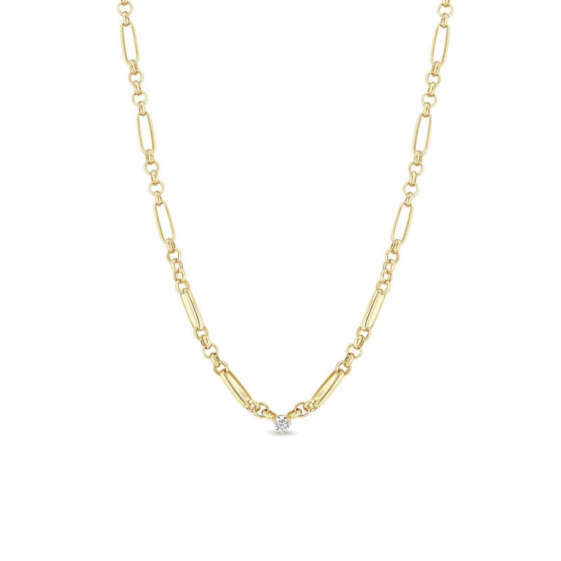 Zoe Chicco 14K Yellow Gold Medium Mixed Paperclip and Rolo Diamond Necklace