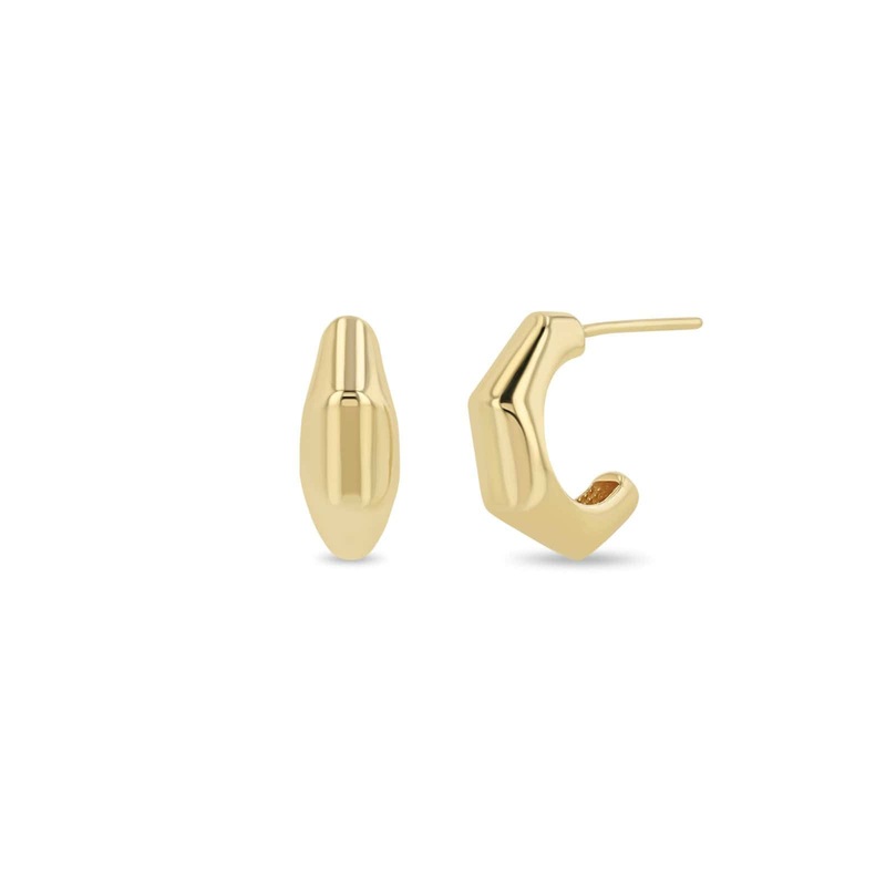 Zoe Chicco 14K Yellow Gold Medium Wide Bamboo Half Hoop Earrings