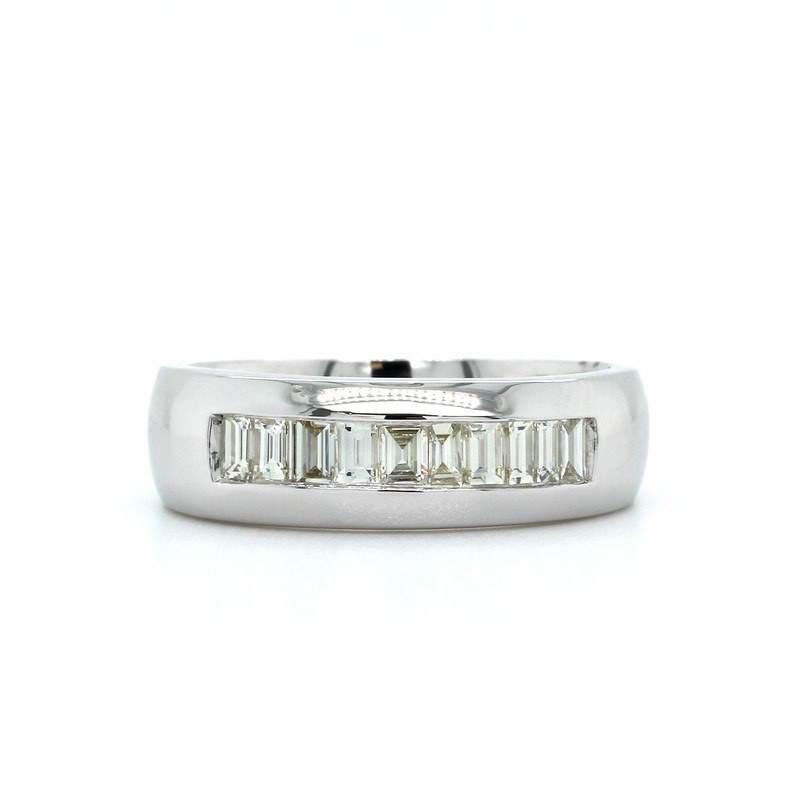 14K White Gold Channel Set Baguette Diamond Band