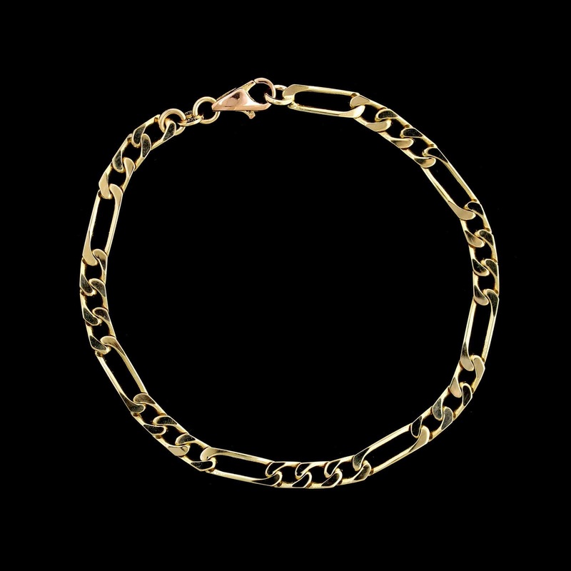 14K Yellow Gold Estate Figaro Link Bracelet