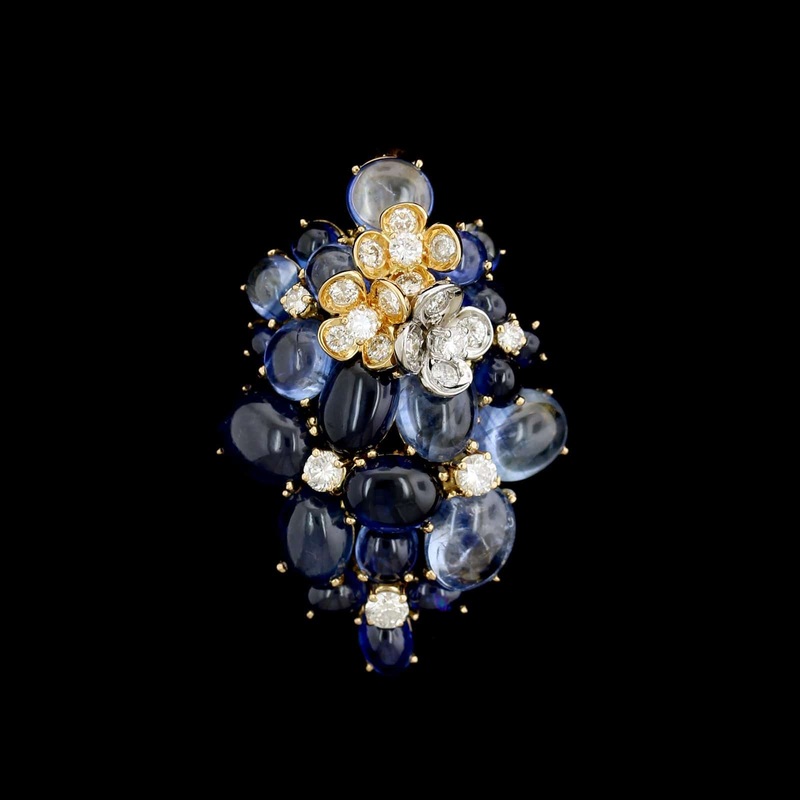 18K Yellow Gold Estate Sapphire and Diamond Pendant Enhancer
