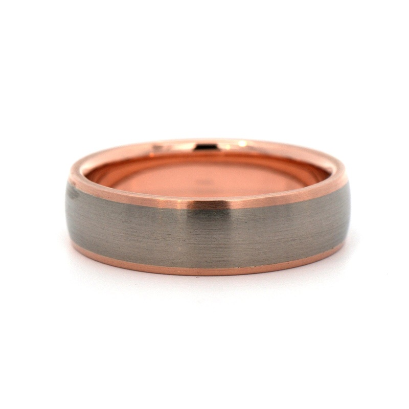18K Rose Gold and Palladium Matte Wedding Band