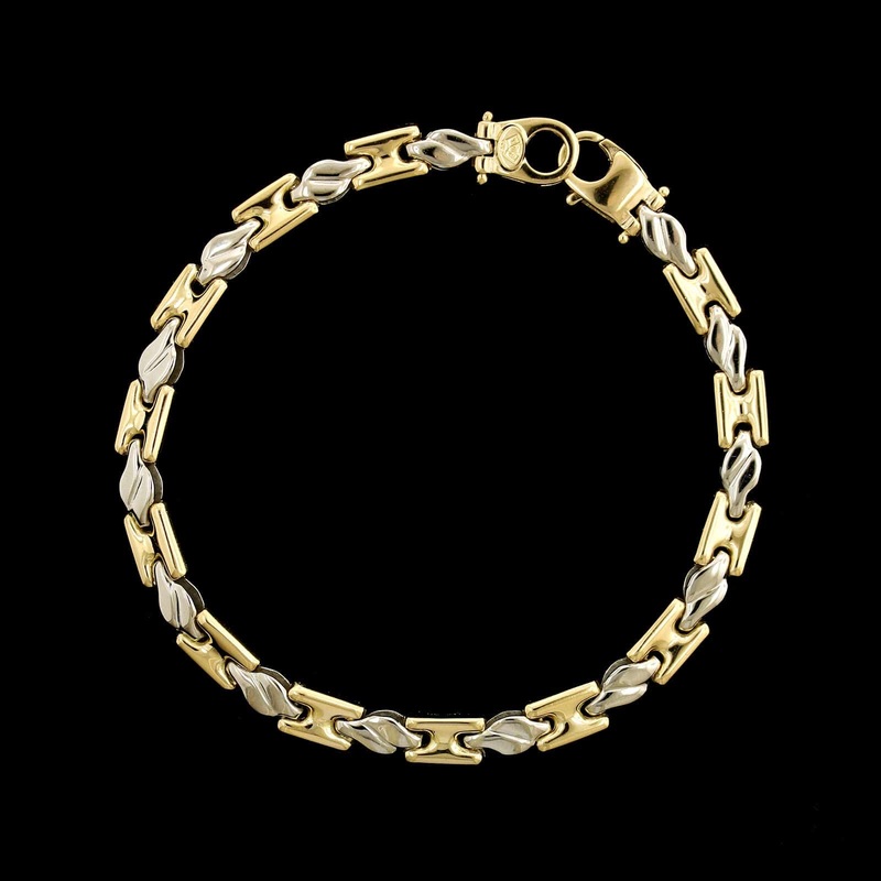 18K Two-tone Gold Estate Fancy Link Bracelet