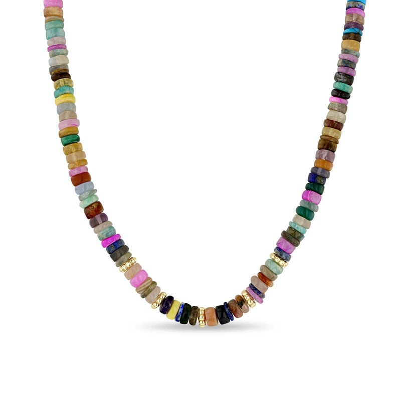 Zoe Chicco 14K Yellow Gold Dark Toned Mixed Opal Bead Necklace