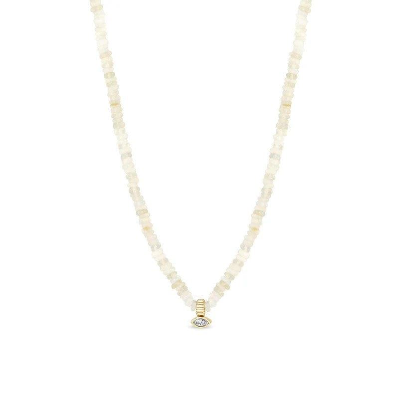 Zoe Chicco 14K Yellow Gold Fire Opal Bead and Diamond Necklace
