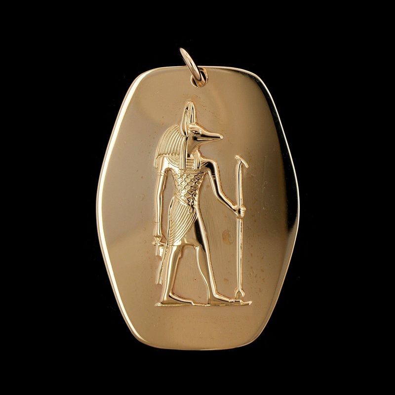 14K Yellow Gold Estate Anubis Egyptian God Pendant