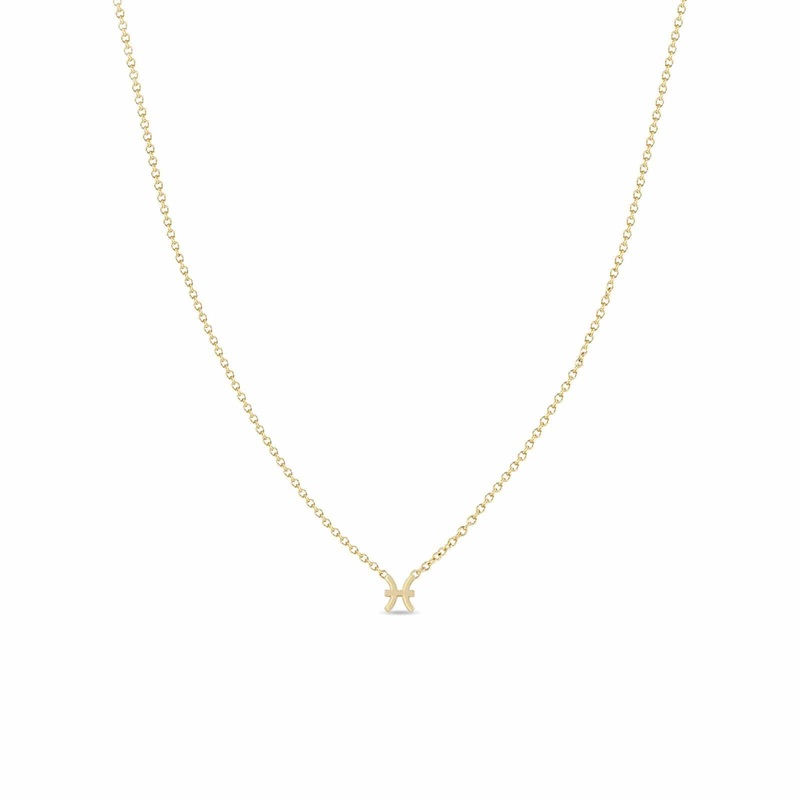 Zoe Chicco 14K Yellow Gold Itty Bitty Pisces Zodiac Necklace