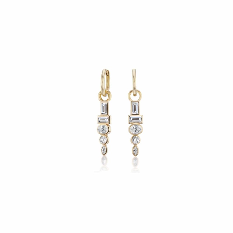 Sorellina 18K Yellow Gold Totem Diamond Huggie Earrings