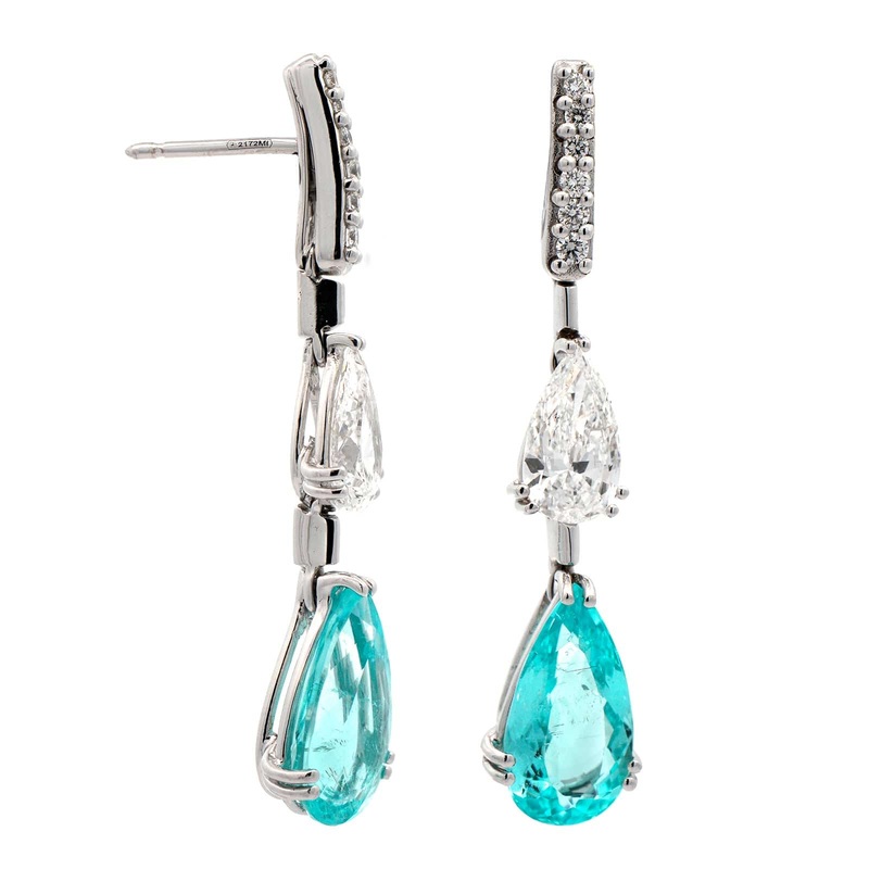 Zydo 18K White Gold Tourmaline and Diamond Earrings