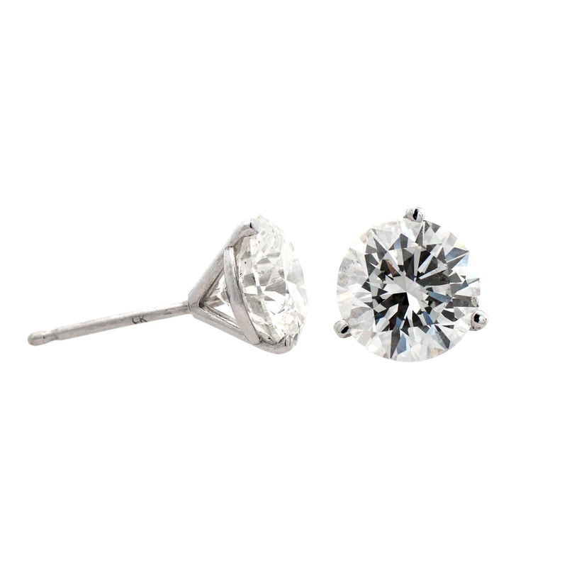 14K White Gold 3.00CTW Diamond Stud Earrings