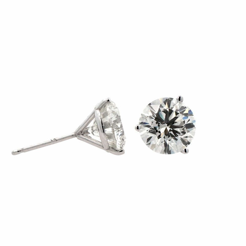 14K White Gold 4.02CTW Diamond Stud Earrings
