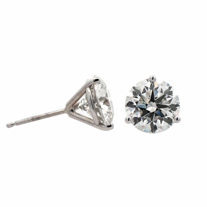 14K White Gold 4.03CTW Diamond Stud Earrings