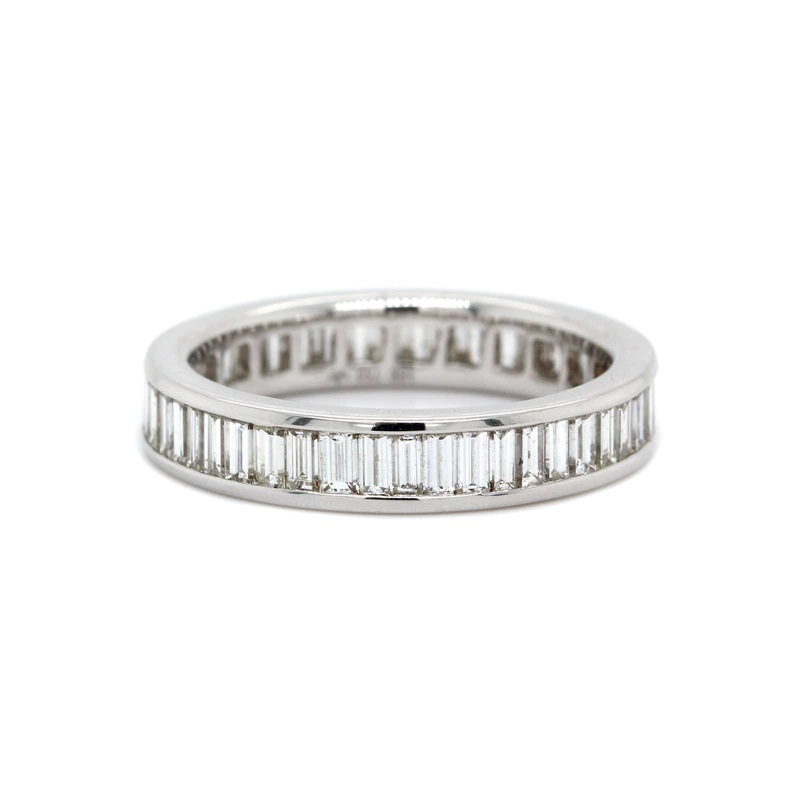18K White Gold Channel Set Baguette Diamond Eternity Band