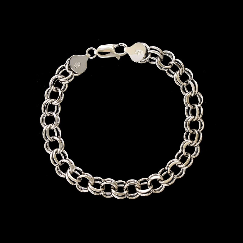 14K White Gold Estate Double Link Bracelet