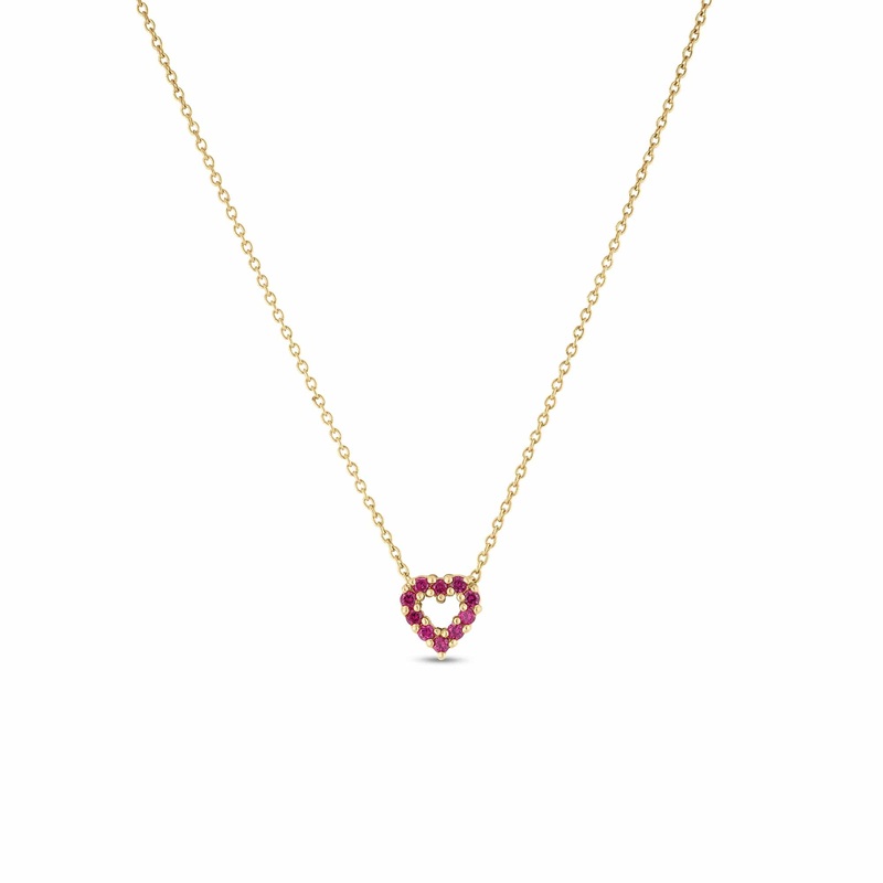 Roberto Coin 18K Yellow Gold Tiny Treasures Diamond and Ruby Reversible Heart Necklace