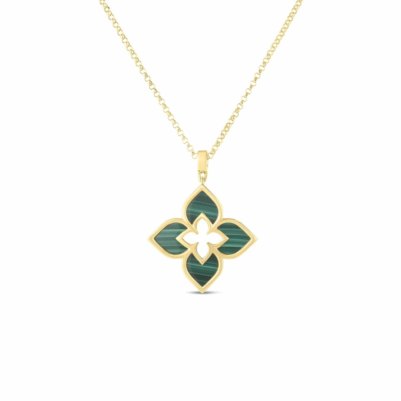 Roberto Coin 18K Yellow Gold Venetian Princess Small Malachite Flower Necklace