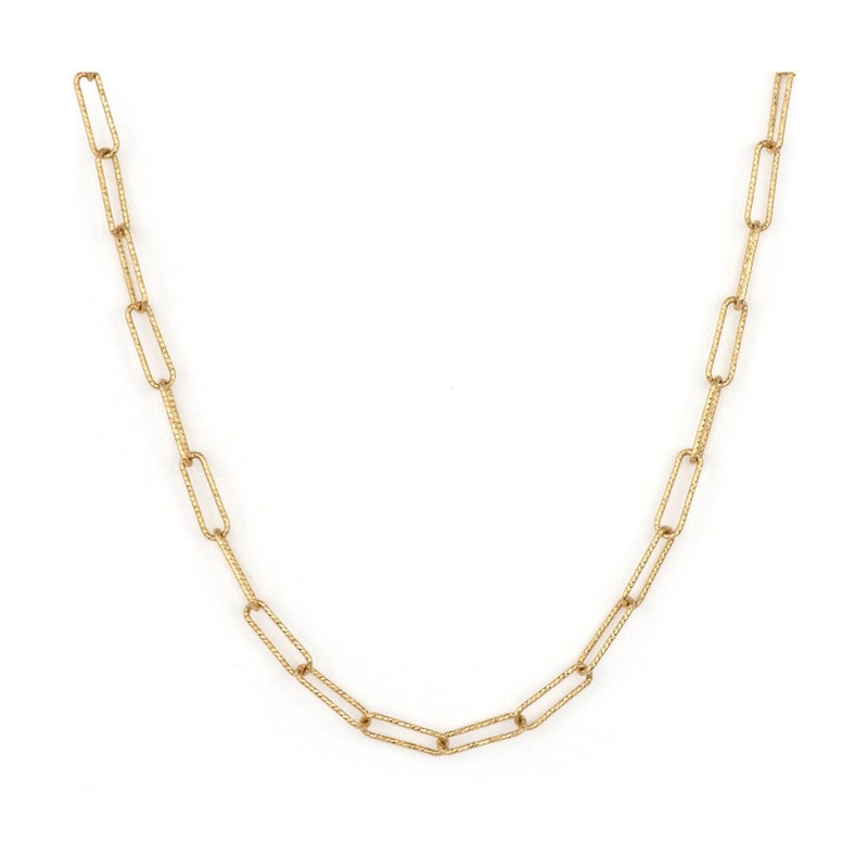 Three Stories 14K Yellow Gold Diamond Cut Paperclip Chain Necklace
