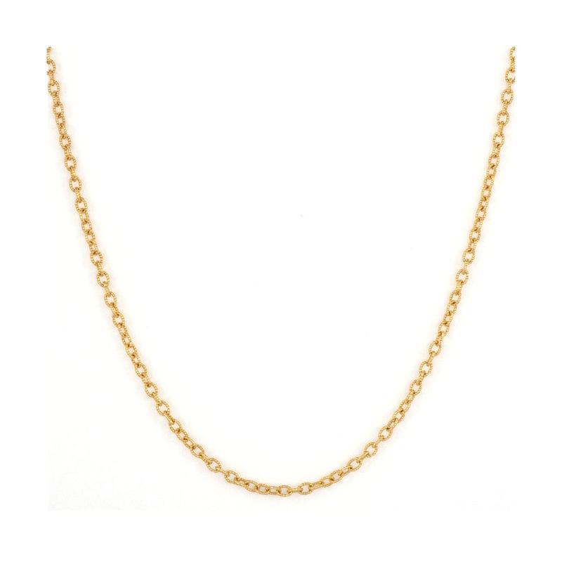 Three Stories 14K Yellow Gold Small Link Textured Chain Necklace