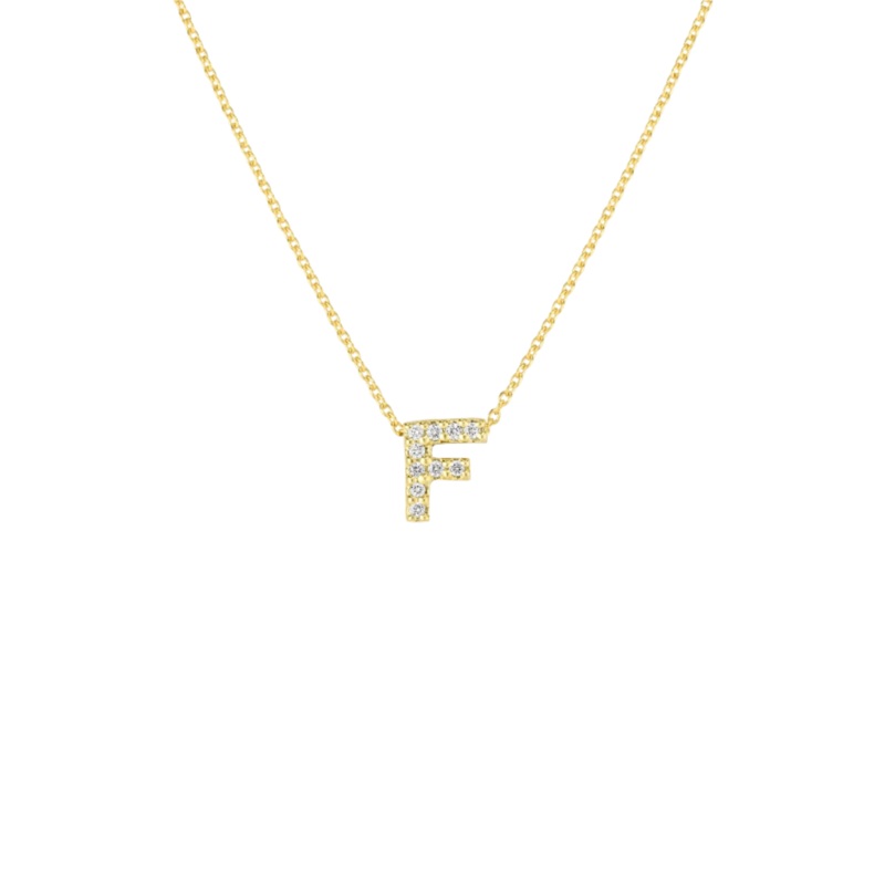 Roberto Coin 18K Yellow Gold Tiny Treasures Diamond Love Letter “F” Necklace