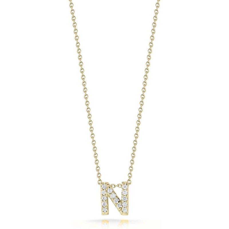 Roberto Coin 18K Yellow Gold Tiny Treasures Diamond Love Letter “N” Necklace