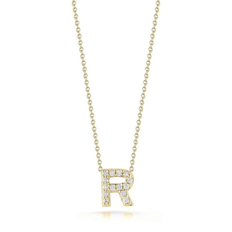 Roberto Coin 18K Yellow Gold Tiny Treasures Diamond Love Letter “R” Necklace