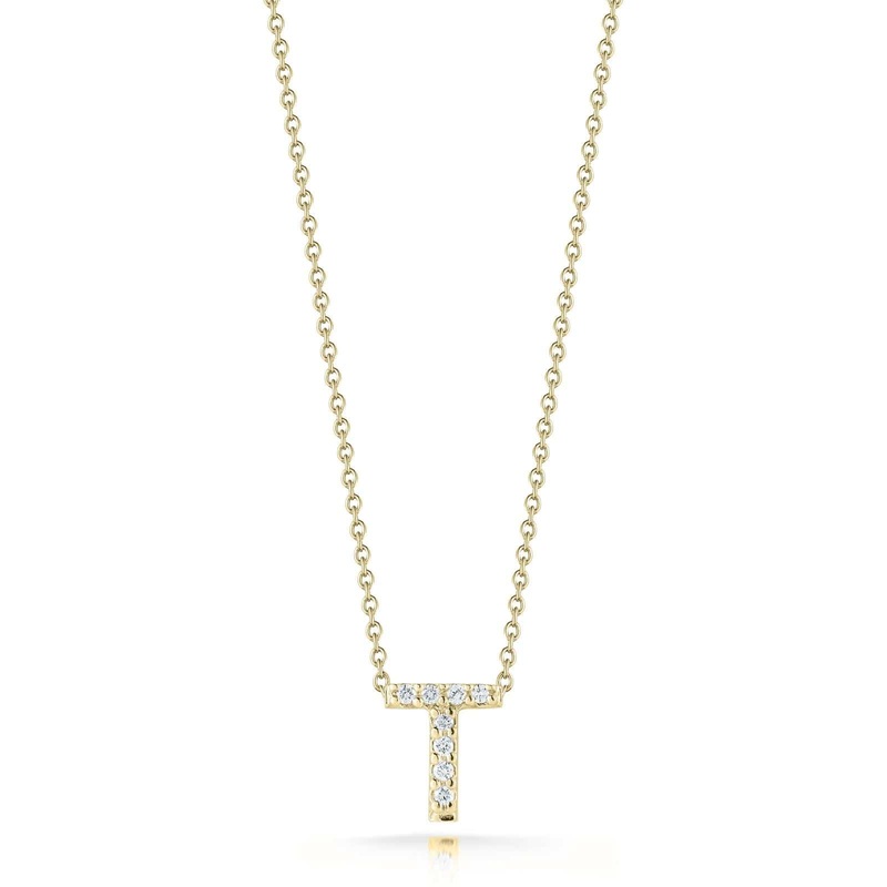 Roberto Coin 18K Yellow Gold Tiny Treasures Diamond Love Letter “T” Necklace