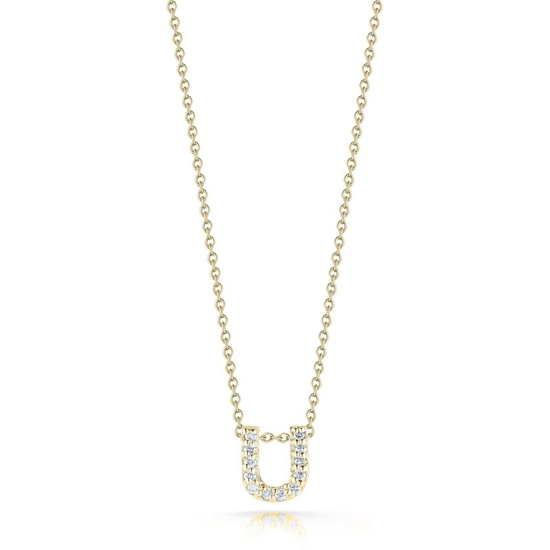 Roberto Coin 18K Yellow Gold Tiny Treasures Diamond Love Letter “U” Necklace