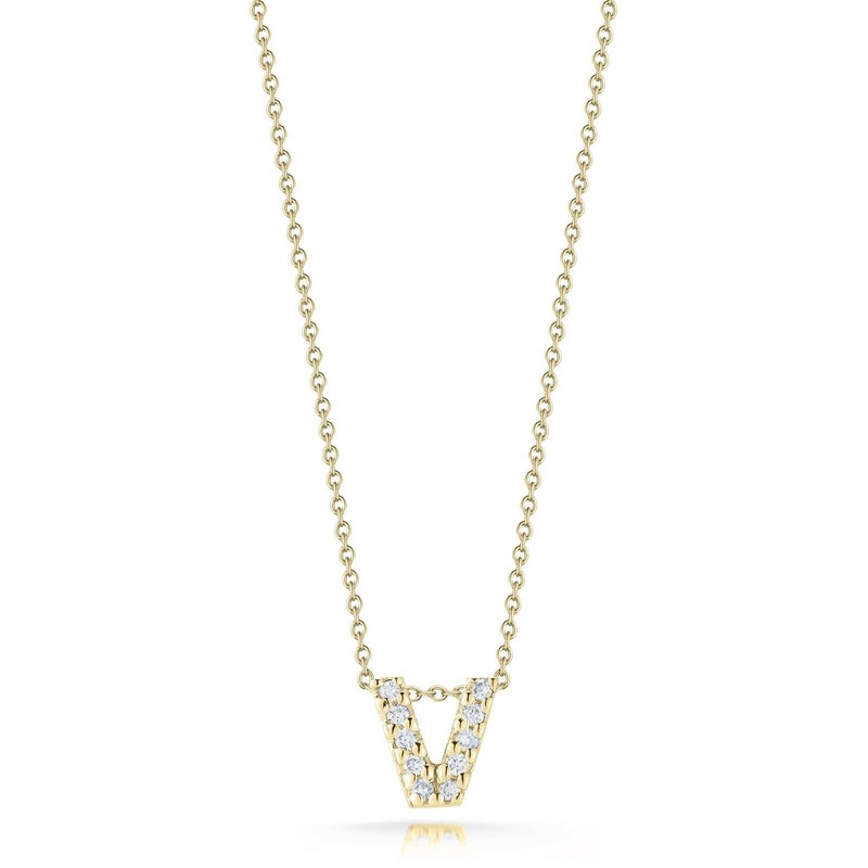 Roberto Coin 18K Yellow Gold Tiny Treasures Diamond Love Letter “V” Necklace