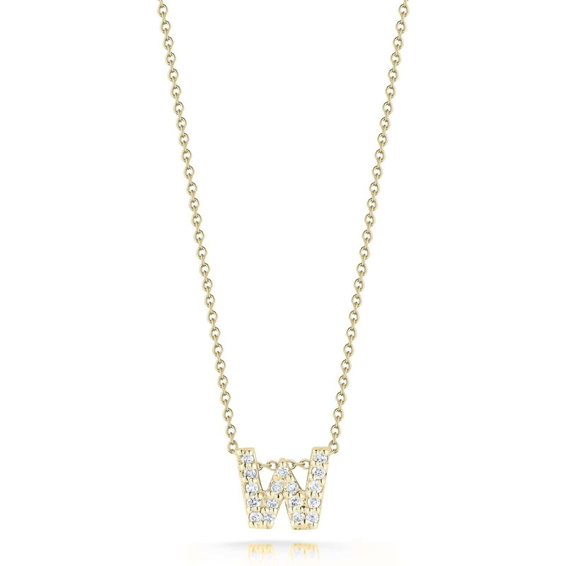 Roberto Coin 18K Yellow Gold Tiny Treasures Diamond Love Letter “W” Necklace