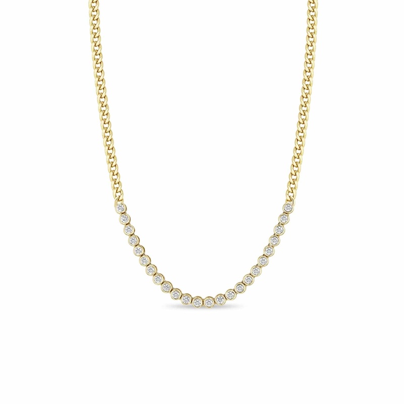 Zoe Chicco 14K Yellow Gold Diamond Tennis Station Necklace