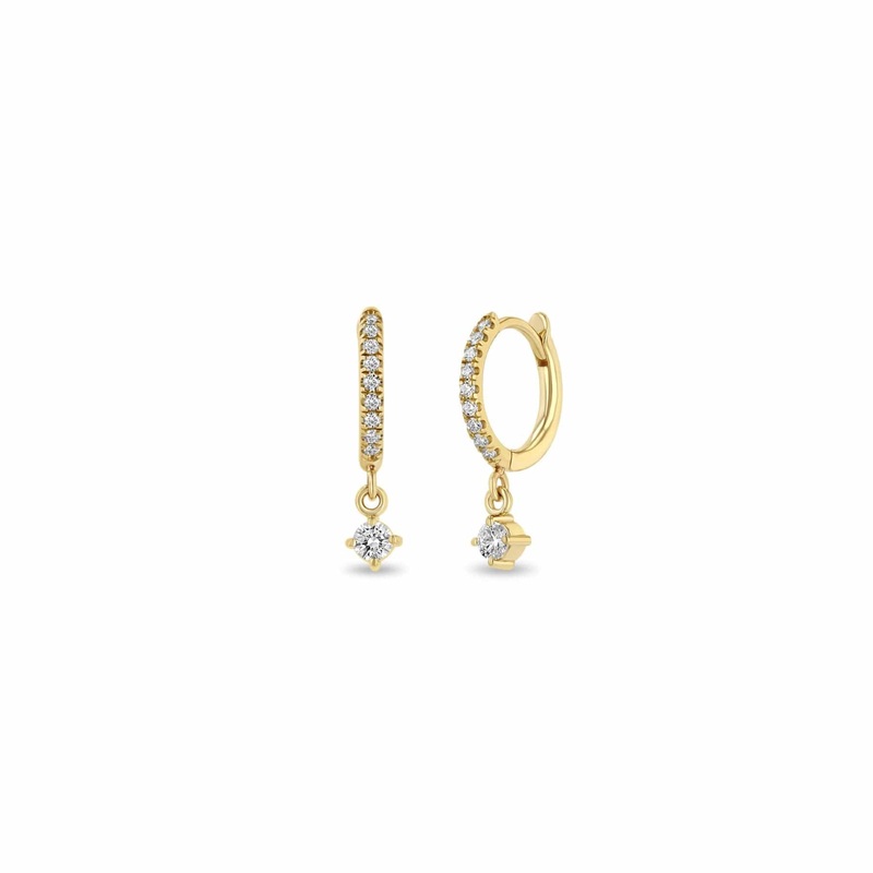 Zoe Chicco 14K Yellow Gold Small Pave Diamond Hinged Hoop Earrings