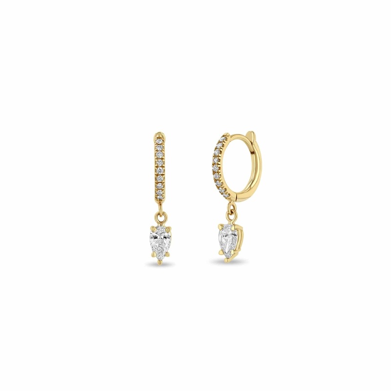 Zoe Chicco 14K Yellow Gold Small Pave Diamond Hinged Huggie Hoops