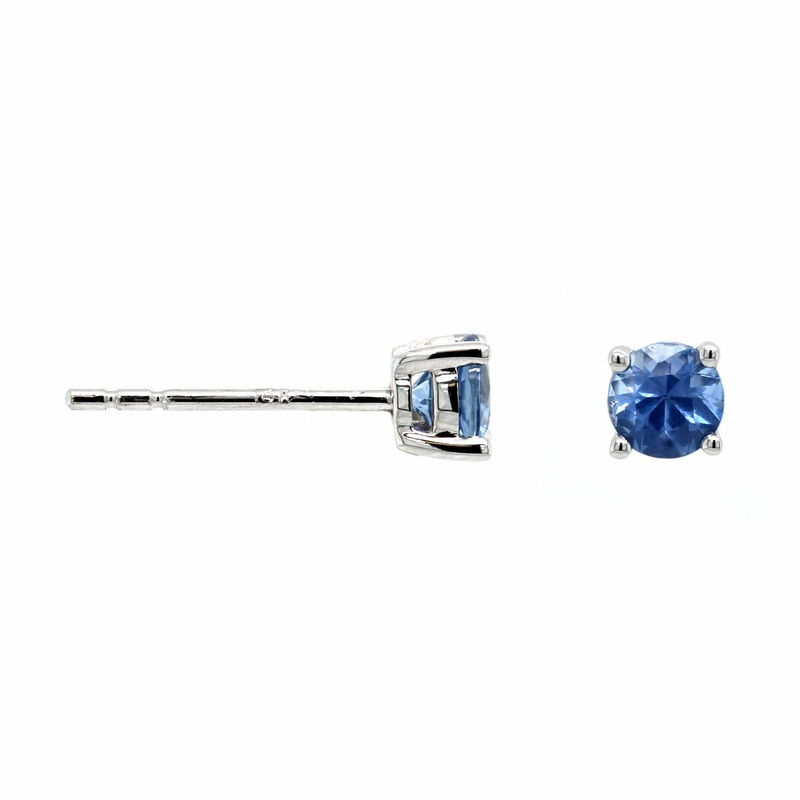 14K White Gold Blue Sapphire Stud Earrings