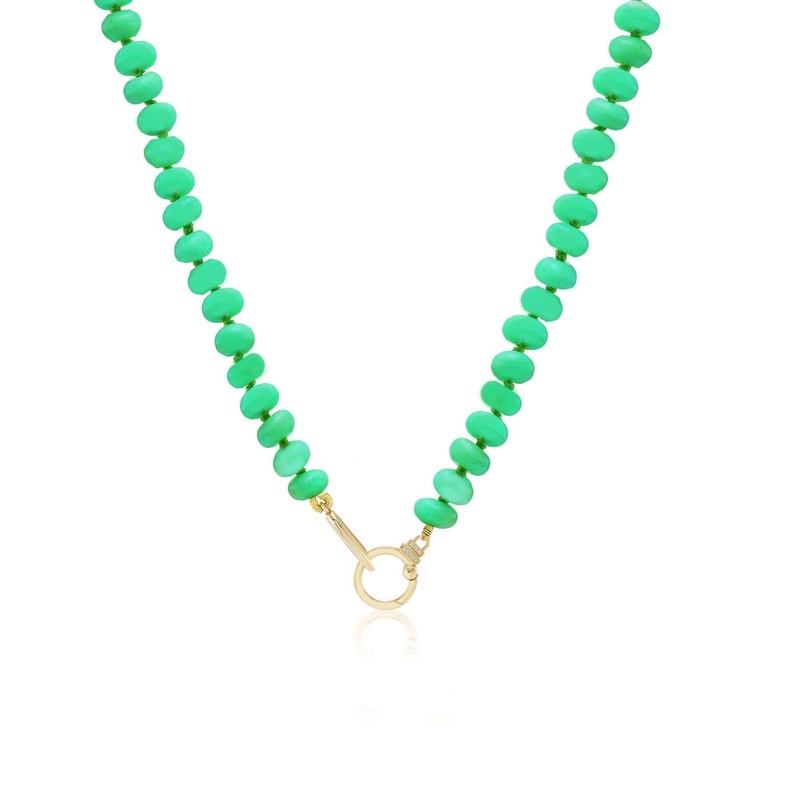 Sorellina 18K Yellow Gold Diamond and Chrysoprase Beaded Necklace