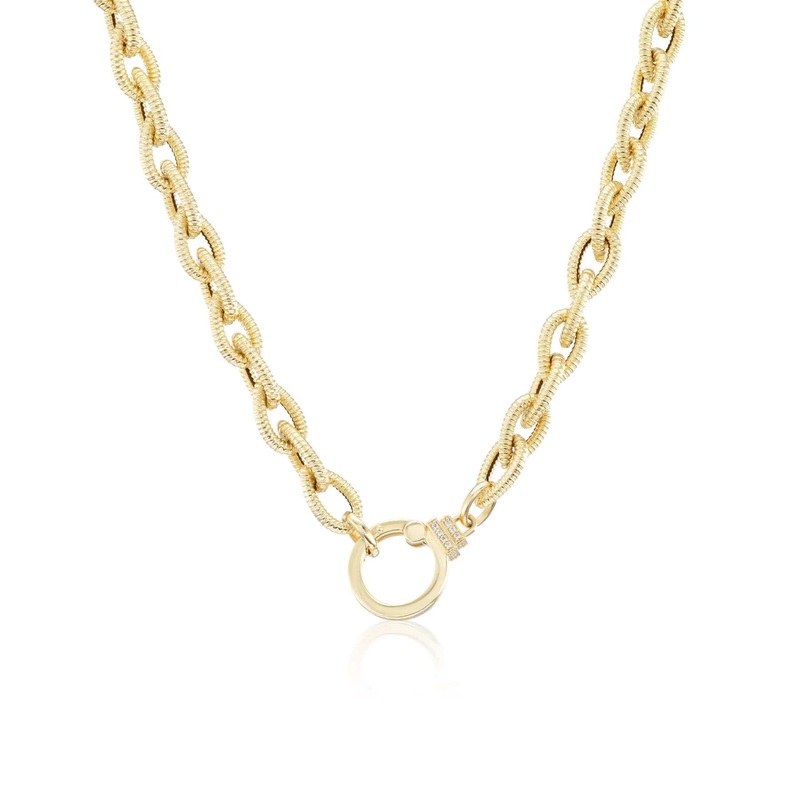 Sorellina 18K Yellow Gold Diamond Oval Link Chain Necklace