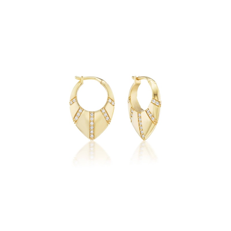 Sorellina 18K Yellow Gold Diamond Stardust Huggie Hoop Earrings