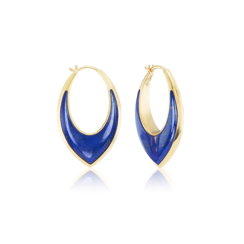 Sorellina 18K Yellow Gold Lapis Stardust Hoop Earrings