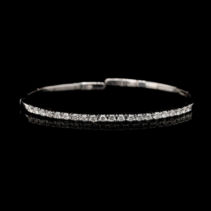 14K White Gold Estate Diamond Flexible Bracelet