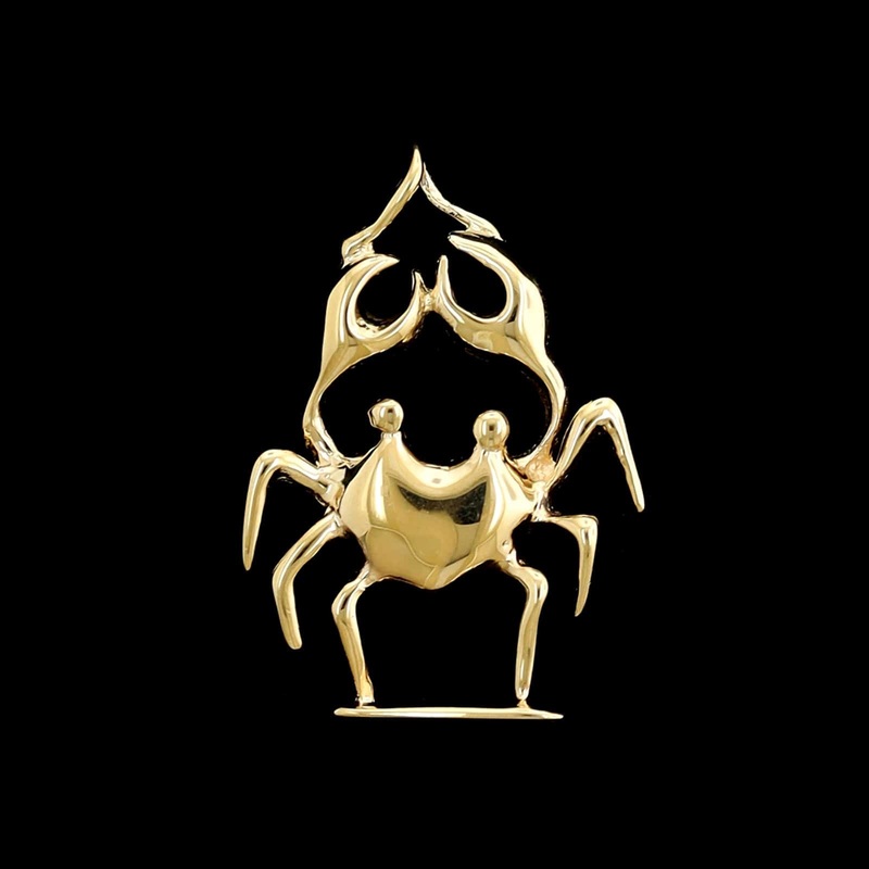 14K Yellow Gold Estate Crab Pendant