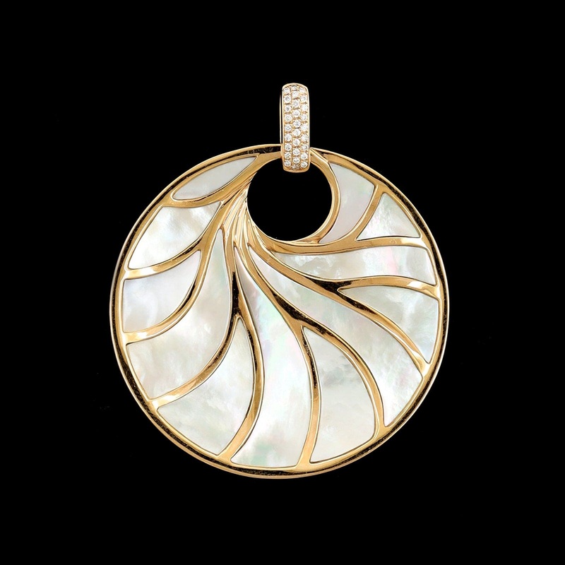 Frederic Sage 18K Rose Gold Estate Mother of Pearl and Diamond Venus Pendant