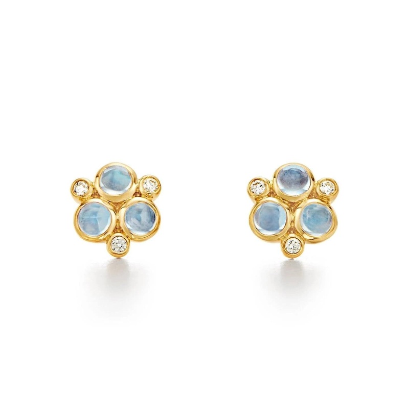 Temple St. Clair 18K Yellow Gold Moonstone and Diamond Classic Trio Earrings