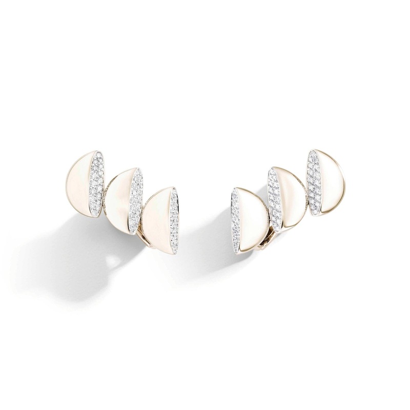 Vhernier 18K White Gold Diamond Eclisse Climber Earrings