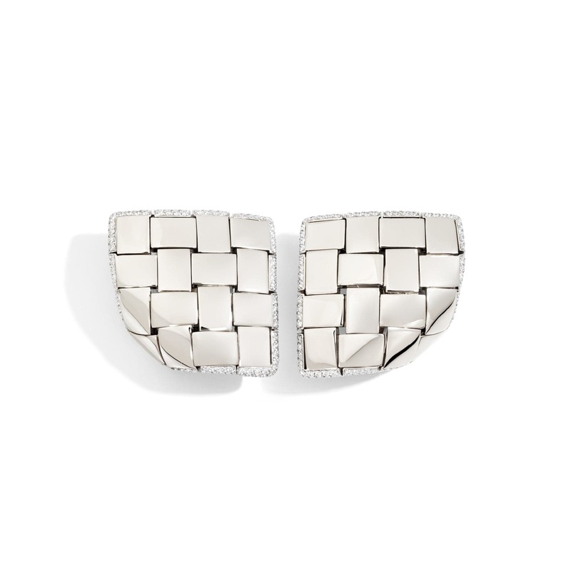 Vhernier 18K White Gold Diamond Woven Earrings
